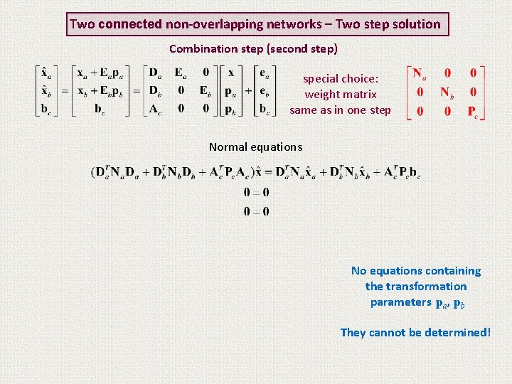 Two connected non-overlapping networks – Two step solution Combination step (second step) special choice: