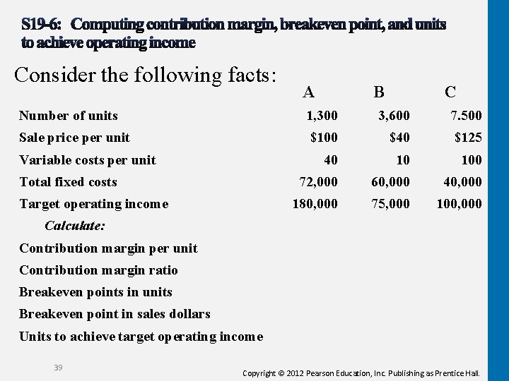 Consider the following facts: A B C Number of units 1, 300 3, 600