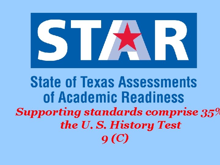 Supporting standards comprise 35% the U. S. History Test 9 (C) 
