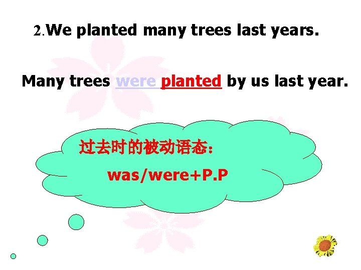 2. We planted many trees last years. Many trees were planted by us last