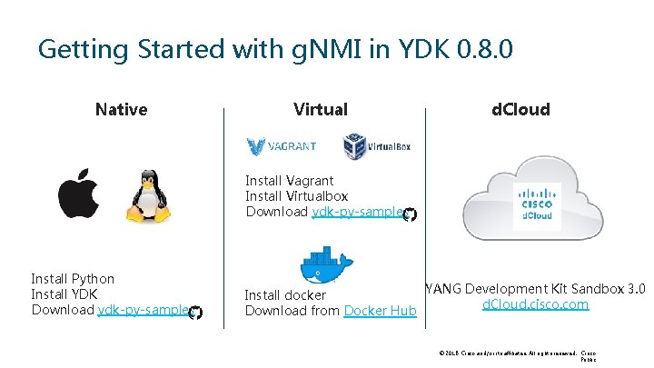 Getting Started with g. NMI in YDK 0. 8. 0 Native Virtual d. Cloud