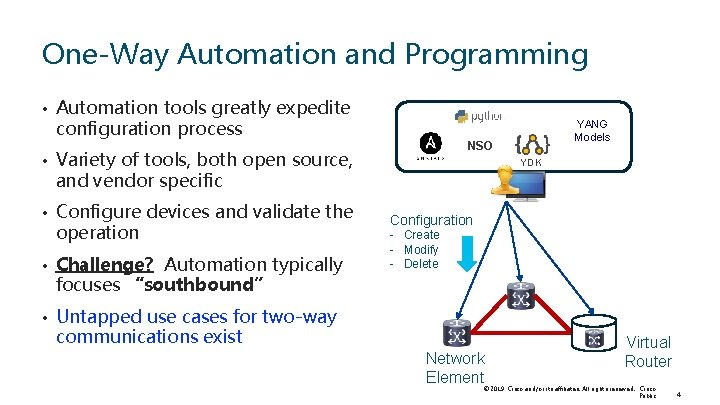 One-Way Automation and Programming • Automation tools greatly expedite configuration process • Variety of