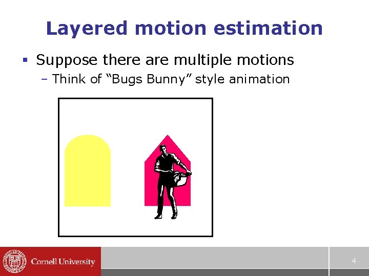 Layered motion estimation § Suppose there are multiple motions – Think of “Bugs Bunny”