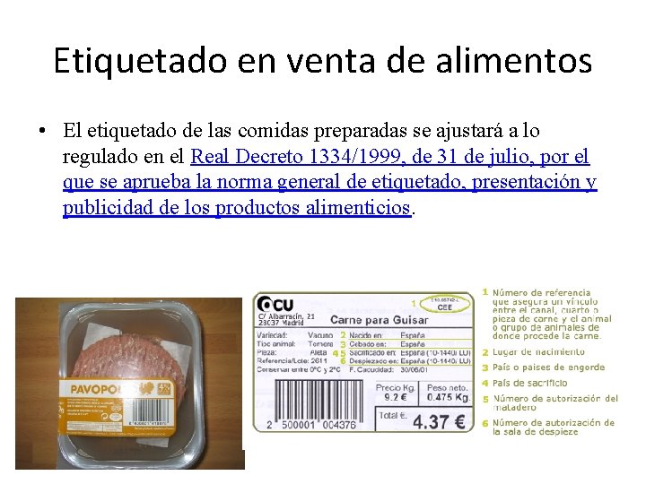 Etiquetado en venta de alimentos • El etiquetado de las comidas preparadas se ajustará