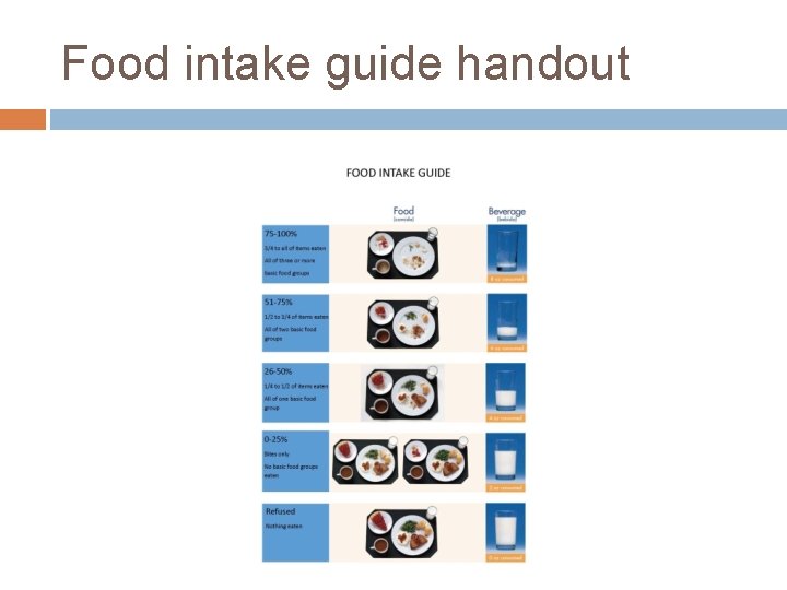 Food intake guide handout 