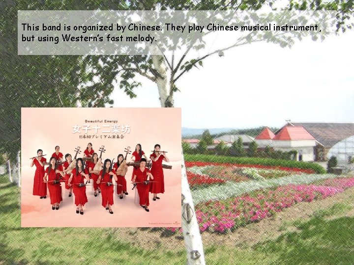 This band is organized by Chinese. They play Chinese musical instrument, but using Western’s