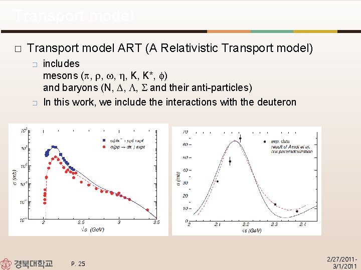 Transport model � Transport model ART (A Relativistic Transport model) � � includes mesons