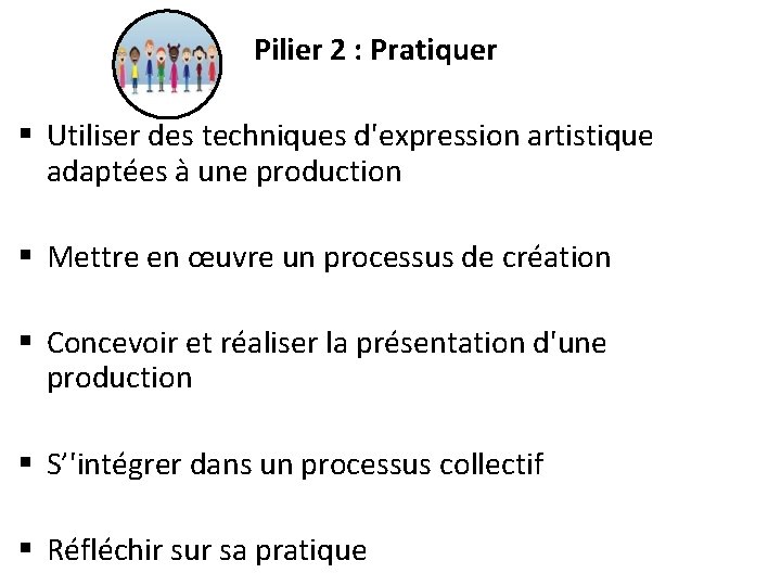 Pilier 2 : Pratiquer § Utiliser des techniques d'expression artistique adaptées à une production