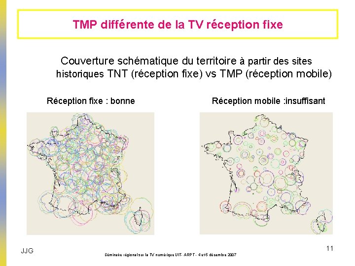 TMP différente de la TV réception fixe Couverture schématique du territoire à partir des