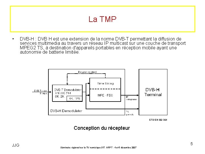 La TMP • DVB-H : DVB H est une extension de la norme DVB-T