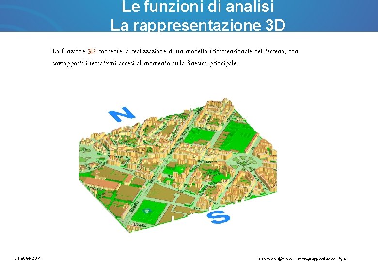 Le funzioni di analisi La rappresentazione 3 D La funzione 3 D consente la