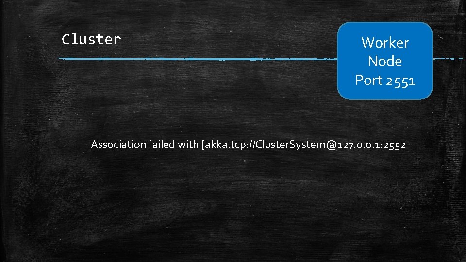 Cluster Worker Node Port 2551 Association failed with [akka. tcp: //Cluster. System@127. 0. 0.