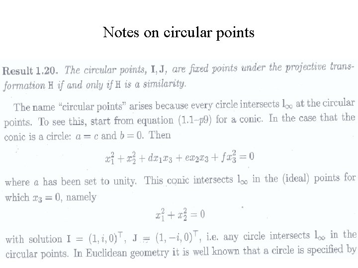Notes on circular points Notes on circular points