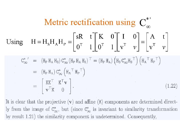 Metric rectification using Using Metric rectification using Using