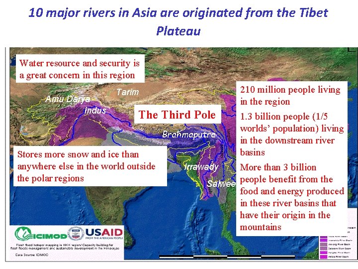 10 major rivers in Asia are originated from the Tibet Plateau Water resource and