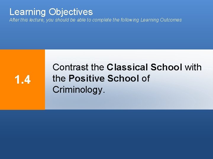 Learning Objectives After this lecture, you should be able to complete the following Learning Learning Objectives After this lecture, you should be able to complete the following Learning