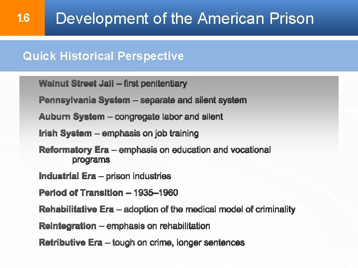 1. 6 Development of the American Prison Quick Historical Perspective 1. 6 Development of the American Prison Quick Historical Perspective