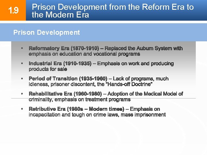 1. 9 Prison Development from the Reform Era to the Modern Era Prison Development 1. 9 Prison Development from the Reform Era to the Modern Era Prison Development