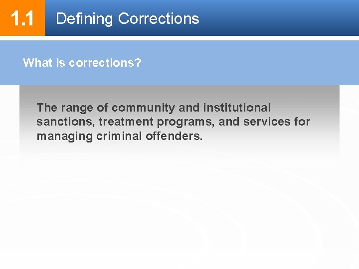 1. 1 Defining Corrections What is corrections? The range of community and institutional sanctions, 1. 1 Defining Corrections What is corrections? The range of community and institutional sanctions,