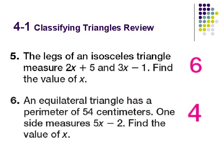 4 -1 Classifying Triangles Review 