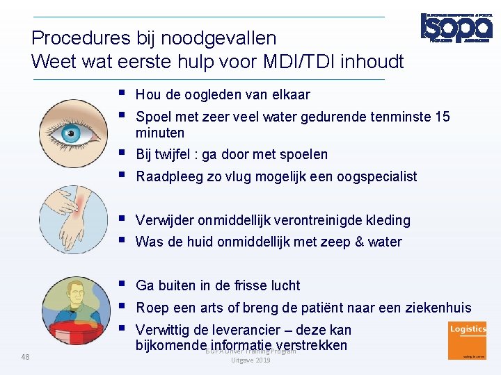 Procedures bij noodgevallen Weet wat eerste hulp voor MDI/TDI inhoudt 48 Hou de oogleden