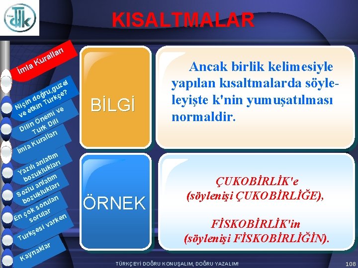 KISALTMALAR arı l l ura K la İm zel ü g ru, çe? ğ