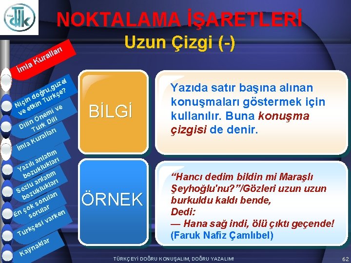 NOKTALAMA İŞARETLERİ arı l l ura K la İm zel ü g ru, çe?