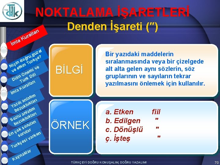 NOKTALAMA İŞARETLERİ arı l l ura K la İm zel ü g ru, çe?