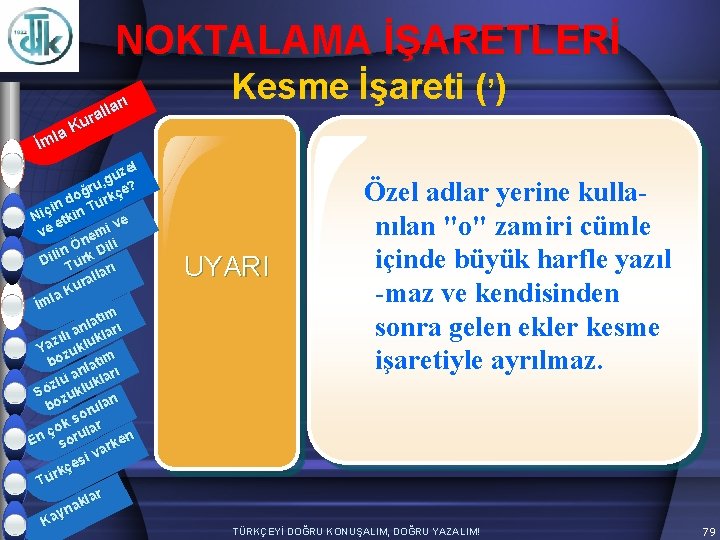 NOKTALAMA İŞARETLERİ arı l l ura K la İm zel ü g ru, çe?