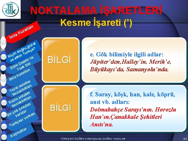 NOKTALAMA İŞARETLERİ arı l l ura K la İm zel ü g ru, çe?