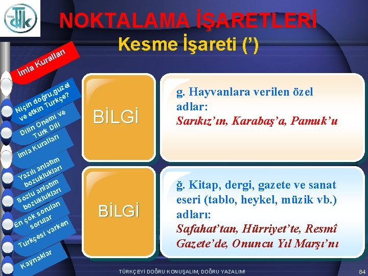 NOKTALAMA İŞARETLERİ arı l l ura K la İm zel ü g ru, çe?