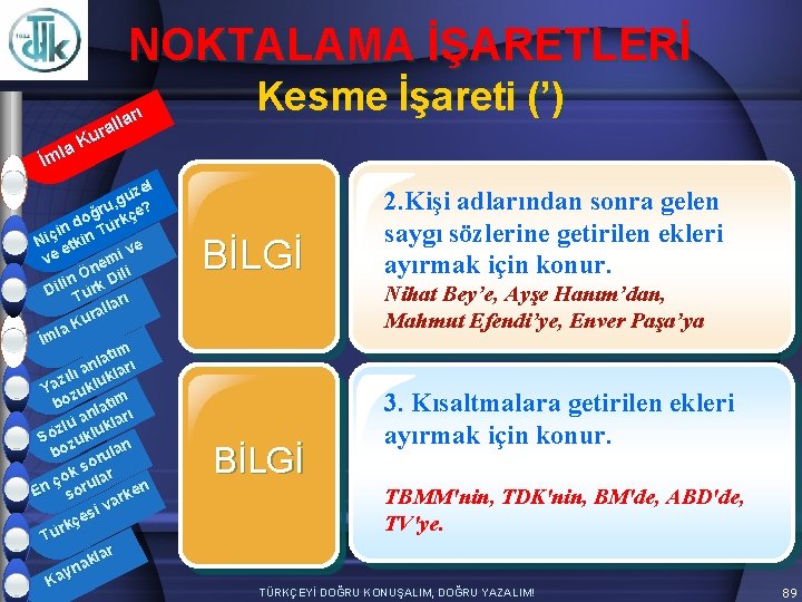 NOKTALAMA İŞARETLERİ arı l l ura K la İm zel ü g ru, çe?