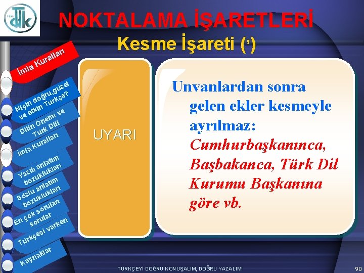 NOKTALAMA İŞARETLERİ arı l l ura K la İm zel ü g ru, çe?