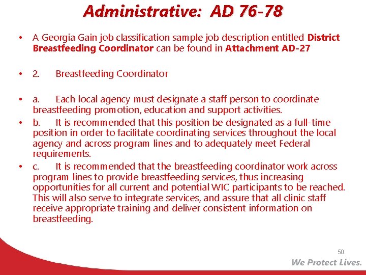 Administrative: AD 76 -78 • A Georgia Gain job classification sample job description entitled