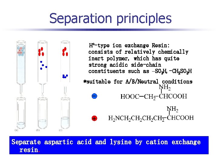 Separation principles H+-type ion exchange Resin: consists of relatively chemically inert polymer, which has