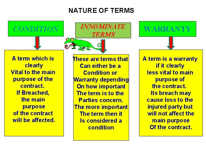 NATURE OF TERMS CONDITION A term which is clearly Vital to the main purpose