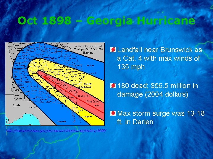 Oct 1898 – Georgia Hurricane Landfall near Brunswick as a Cat. 4 with max