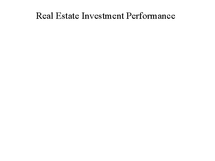 Real Estate Investment Performance 
