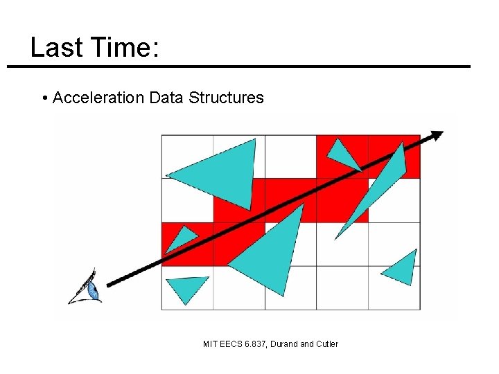 Last Time: • Acceleration Data Structures MIT EECS 6. 837, Durand Cutler 