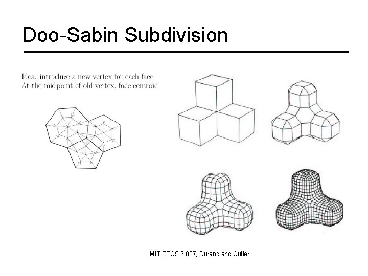 Doo-Sabin Subdivision MIT EECS 6. 837, Durand Cutler 