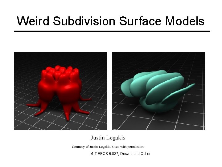 Weird Subdivision Surface Models MIT EECS 6. 837, Durand Cutler 