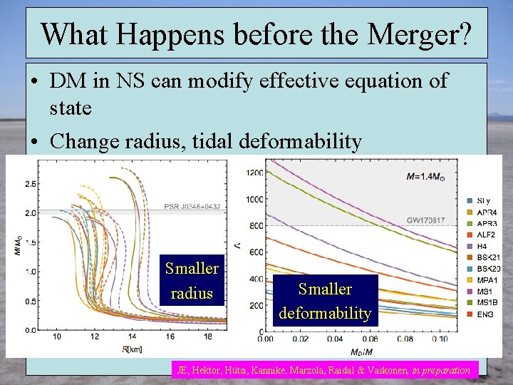 What Happens before the Merger? • DM in NS can modify effective equation of