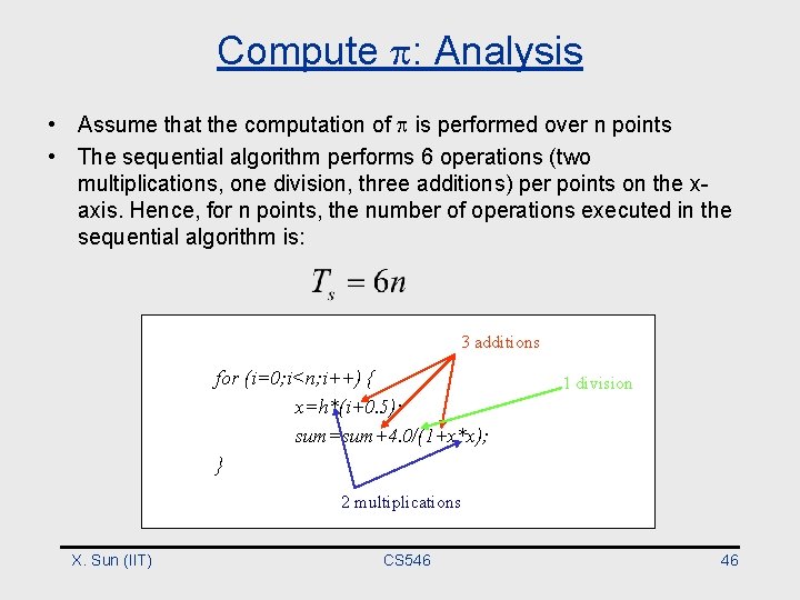 Compute : Analysis • Assume that the computation of is performed over n points