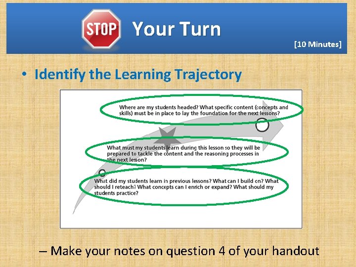 Your Turn [10 Minutes] • Identify the Learning Trajectory – Make your notes on