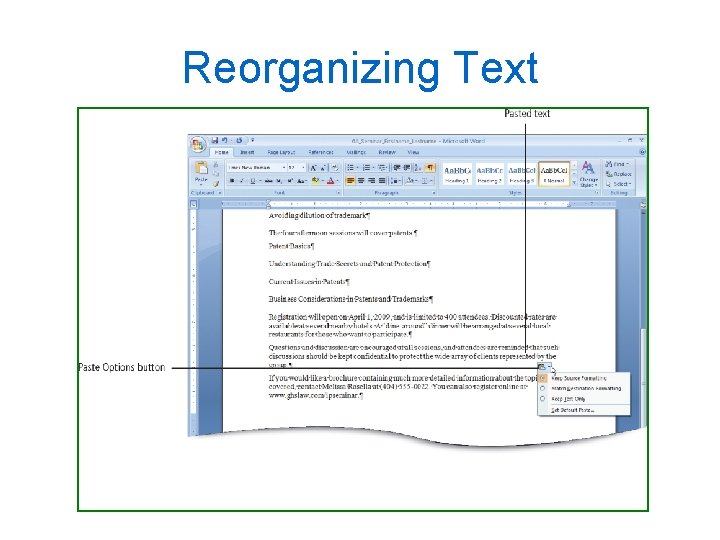 Reorganizing Text Reorganizing Text
