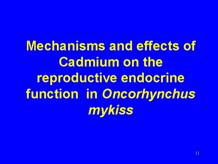 Mechanisms and effects of Cadmium on the reproductive endocrine function in Oncorhynchus mykiss 11
