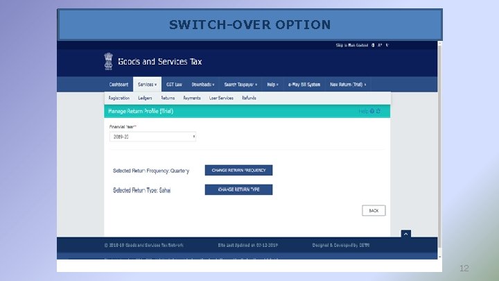 SWITCH-OVER OPTION 12 