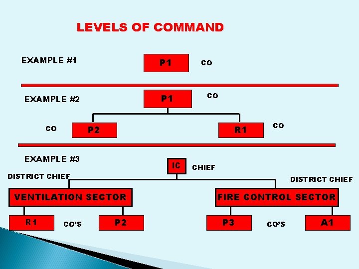 LEVELS OF COMMAND EXAMPLE #1 P 1 EXAMPLE #2 CO P 2 CO R