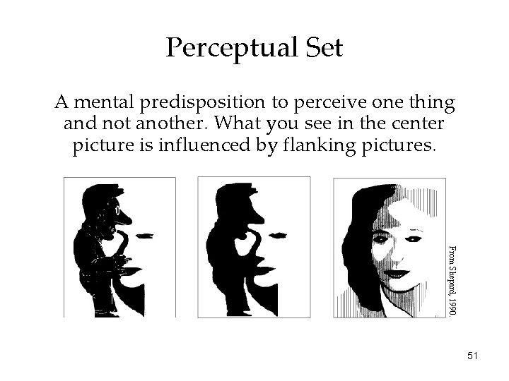 Perceptual Set A mental predisposition to perceive one thing and not another. What you Perceptual Set A mental predisposition to perceive one thing and not another. What you