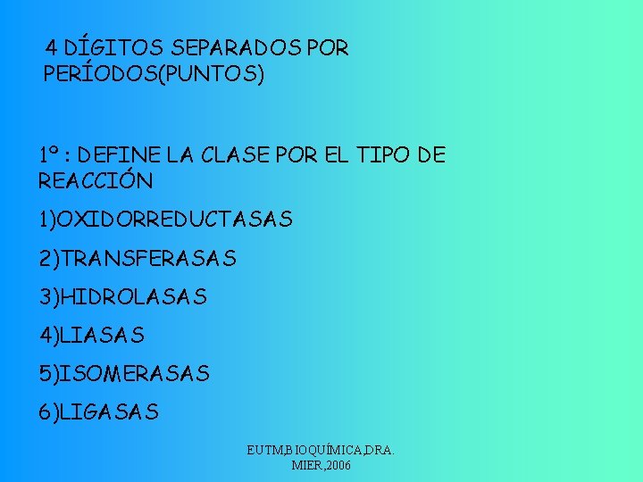 4 DÍGITOS SEPARADOS POR PERÍODOS(PUNTOS) 1º : DEFINE LA CLASE POR EL TIPO DE